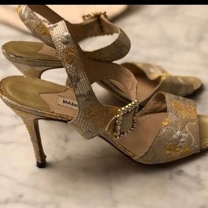 Manolo Blahnik | Gold and Silver Heels